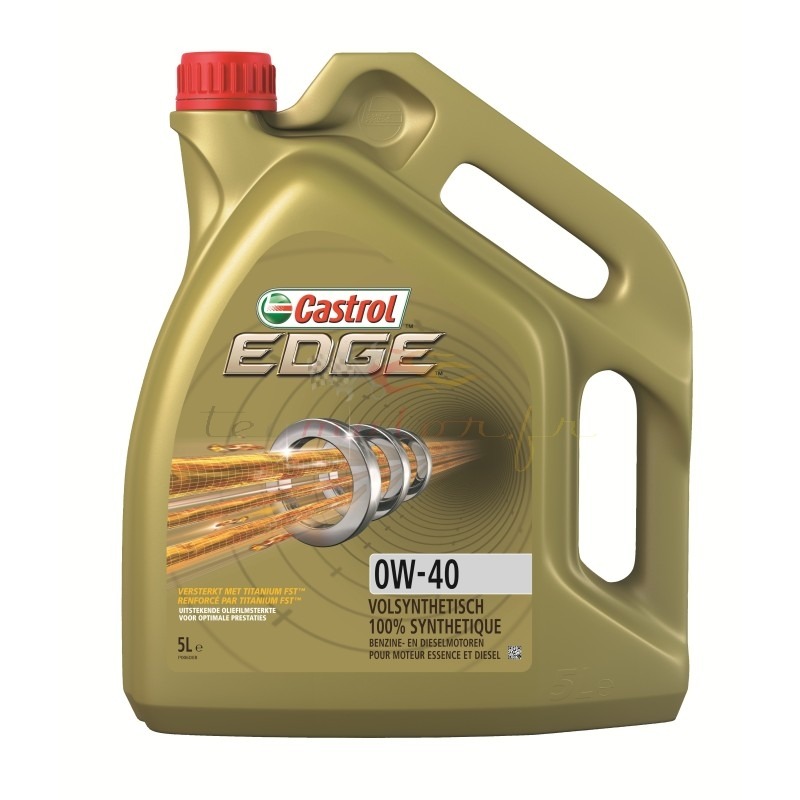 Castrol EDGE FST 0W-40 Properties Castrol EDGE is three times stronger against viscosity breakdown than the leading synthetic and leading conventional oils. The unique titanium technology physically changes the way oil behaves under extreme pressures doubling its film strength, preventing oil from breaking down and reducing friction to maximize engine performance. Castrol EDGE with Fluid Titanium has twice the film strength of our previous formula based on the HFRR friction test. Tested in 5W-30 versus all major conventional brands, Mobil1 and Mobil1 Extended Performance in the ASTM D6278 test. Castrol EDGE is available in the following grades: 0W-20, 5W-20, 5W-30, 5W-30 A3/B4, 5W-30 C3, 5W-40, 5W-40 Turbo Diesel, 5W-50, 10W-30, 10W-40 and 10W-60