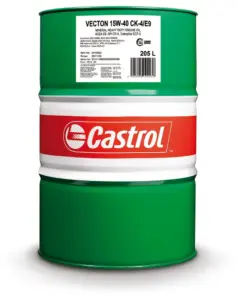 Castrol Vecton 15W-40 CK-4/E9 (previous Agri Power Plus 15W-40 and Vecton 15W-40 CJ) For longer useful oil life Your advantage! Price of Castrol Vecton 15W-40 CK-4/E9 drops automatically in larger quantities. Performance, Features & Benefits of Castrol Vecton 15W-40 CK-4/E9 are: Castrol VECTON with System Pro Technology™ delivers up to 45% extra performance reserve* for longer useful oil life, giving you confidence in your maximum drain interval. All Castrol VECTON products are certified CO2 neutral according to the internationally applicable PAS2060 standard. Modern trucks use new technologies to make as much as 30% higher torque, but that also brings higher engine temperatures and pressures. This punishes the oil, pushing it closer to breakdown, reducing its useful life. Castrol VECTON’s System Pro Technology™ formulated with extra performance reserve fights oil breakdown by: controlling oxidation and deposits neutralizing harmful acids maintaining viscosity. System Pro Technology™ also adapts to increased temperatures resisting viscosity loss through thermal and mechanical shear. All of this means longer useful oil life giving you the confidence in your maximum drain interval. If you have any questions, please contact OlieOnline Technical Helpdesk Product Description Castrol Vecton 15W-40 CK-4/E9 Castrol VECTON® 15W-40 CK-4/E9 with System Pro Technology™ is an advanced mineral heavy duty diesel engine oil that is specifically engineered to deliver longer useful oil life. It is suitable for use in high speed 4-stroke diesel engines that use a broad range of fuel qualities. It is also compatible with diesels engines fitted with exhaust gas recirculation (EGR) systems. Specifications/Performance Castrol Vecton 15W-40 CK-4/E9 are: ACEA E9 API CK-4 JASO DH-2 CAT ECF-3 Cummins CES 20086 DDC DFS 93K222 Deutz DQC III-10LA Mack EOS-4.5 MB-Approval 228.31 MTU Oil Category 2.1 RVI RLD-3 Volvo VDS-4.5 Typical Characteristics Product specifications : Castrol Vecton 15W-40 CK-4/E9 Density @ 15C g/ml ASTM D4052 0.875 Viscosity, Kinematic 100C mm²/s ASTM D445 15.5 Viscosity, CCS -20C (15W) mPa.s (cP) ASTM D5293 5200 Viscosity, Kinematic 40C mm²/s ASTM D445 115 Viscosity Index ASTM D2270 141 Ash, Sulphated % wt ASTM D874 1.0 Total Base Number, TBN mg KOH/g ASTM D2896 9.8 Pour Point °C ASTM D97 -42 Flash Point, PMCC °C ASTM D93 202 Storage Castrol Vecton 15W-40 CK-4