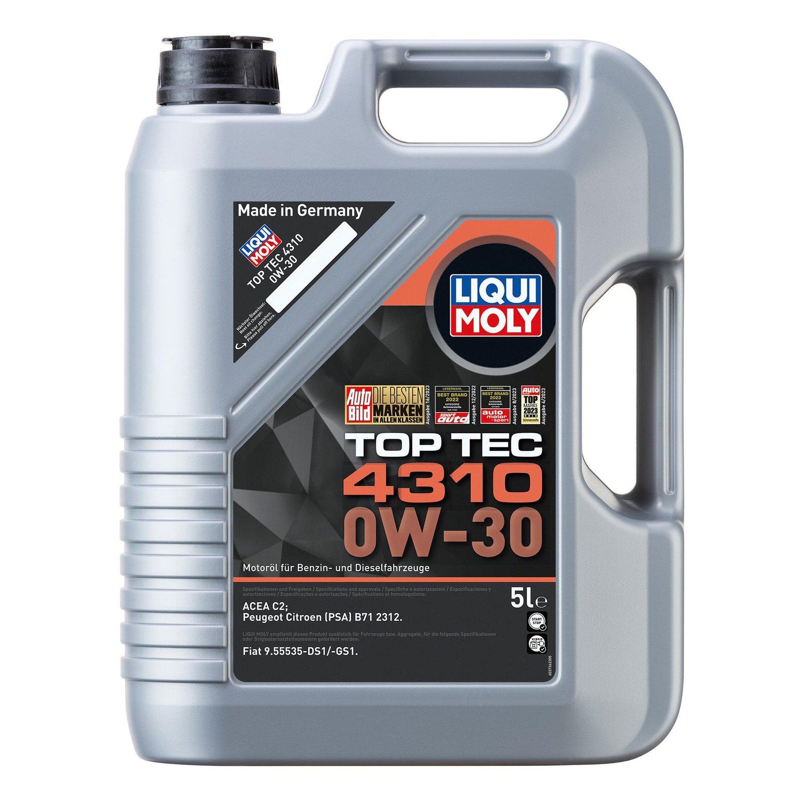 Liqui Moly 2362 Top Tec 4310 0W-30 Engine Oil All-Season ACEA C2 – 5 Litres